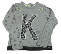 Sivá melírovaná trblietavá mikina so vzorovaným písmenem a hviezdami