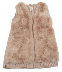 Staroružová kožešinovo/pletená vesta