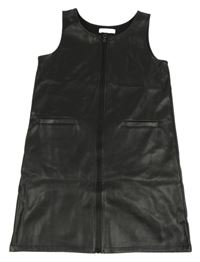 Černé koženkové propínací šaty Primark