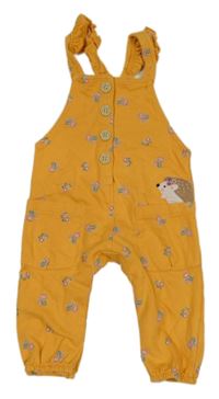 Hořčicové květované laclové tepláky s ježkem Mothercare