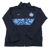 Tmavomodro-vzorovaná fotbalová propínací mikina - Inter Milán Nike