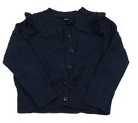 Tmavomodrý propínací svetr s volánky Next