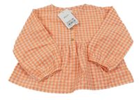 Nové - Smetanovo-neonově oranžová kostkovaná halenka Next