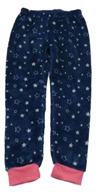 Tmavomodré chlupaté pyžamové kalhoty s hvězdami L&D