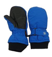 Modro-černé šusťákové zimní palcové rukavice