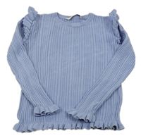 Modrofialový rebrovaný sveter s volánikmi George