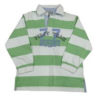 Zeleno-bílé pruhované polo triko s číslem Cyrillus