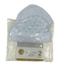 Nové - 2x bavlněná čepice - světlemodrá + světlemodrá s hvězdami