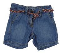 Modré riflové chino kraťasy s páskem Vertbaudet