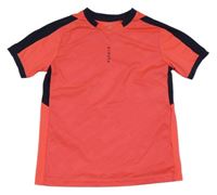 Neonově korálové vzorované sportovní funkční triko Kipsta