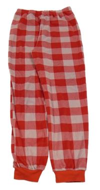 Červeno-starorůžové kostkované plyšové pyžamové kalhoty Primark
