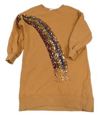 Hnědé teplákové šaty s flitry Next