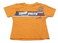 Oranžové tričko s nápisem a palmami C&A