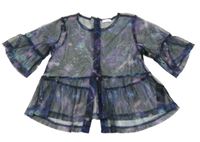 Tmavomodro-fialová síťovaná průhledná halenka s vesmírem Next