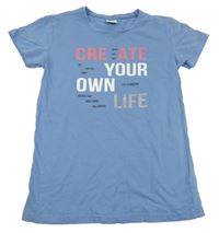 Modré tričko s nápisom Y.F.K.