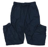 Tmavomodré plátěné jogger cuff kalhoty H&M