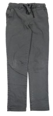 Tmavosivé teplákové slim rifle s úpletovým pasom Denim Co.