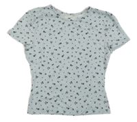 Světlemodré květované crop tričko H&M