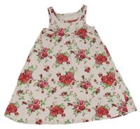 Svetloružové kvetované bavlnené šaty H&M