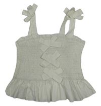 Smotanový crop top s mašľami Shein