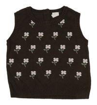 Hnedá kvetovaná pletená vesta H&M