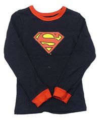 Tmaovmodro-červené žebrované pyžamové triko - Superman zn. M&S