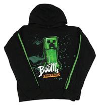Čierna mikina so zeleným pruhom a Minecraft a kapucňou zn. Pep&Co