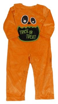 Kostým - oranžový plyšový overal s očima a kapsou s nápisem George