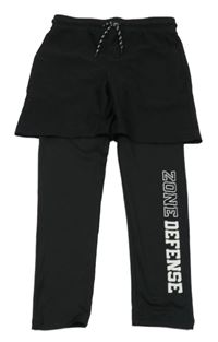 Černé sportovní legíny s našitými kraťasy 