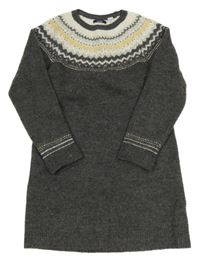 Sivo-biele vzorované pletené šaty okaidi