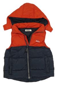 Tmaovmodro-červená šušťáková zateplená vesta s kapucňou H&M