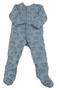 Světlemodrý zateplený teplákový overal s medvědy Tu