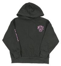 Tmavosivá oversize mikina s nápisom a kapucňou Matalan