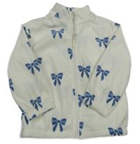 Biela fleecová prepínaci mikina s modrými mašličkami dunnes