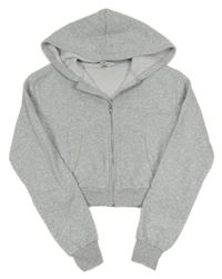 Sivá melírovaná crop prepínaci mikina s kapucňou H&M