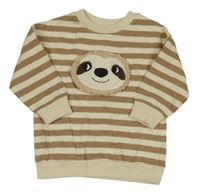 Smetanovo-hnědá pruhovaná mikina s lenochodem Next