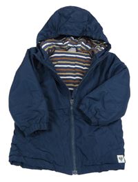 Tmavomodrá šušťáková lehce zateplená bunda s kapucňou Pep&Co