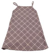 Ružovo-čierne kockované šaty Primark