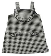 Čierno-sivo-béžové vzorované úpletové šaty s volánikom River Island