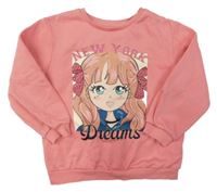 Růžová mikina s dívkou C&A