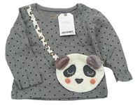 Sivé melírované bodkovaná é tričko s kabelkou - panda zn. Next