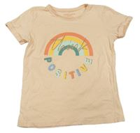 Marhuľové tričko s dúhou a nápisom Primark