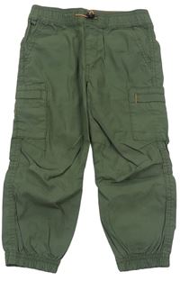 Khaki šušťákové cargo cuff nohavice H&M