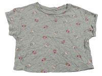 Sivé crop tričko s muffiny New Look