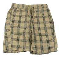 Béžovo-čierne kockované ľanové kraťasy H&M