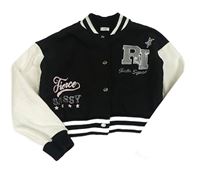 Čierno-biela baseballová crop mikina s nápismi River Island