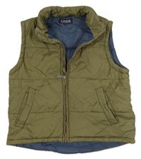 Khaki-tmavomodrá šusťáková zateplená vesta H&M