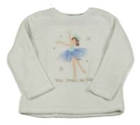 Biela plyšová mikina s baletkou Primark