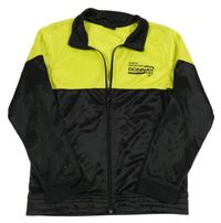 Černo-neonově žlutá propínací thermo mikina s nápisem Donnay 