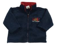 Tmavomodrá prepínaci fleecová mikina s výšivkou